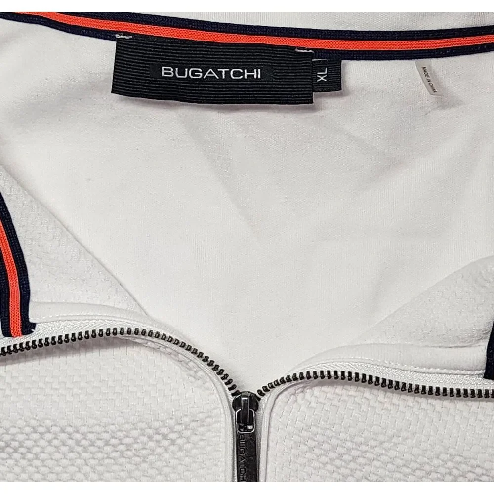 Bugatchi Mens Size XL White‎ Long Sleeve 11/4 Zip Pullover